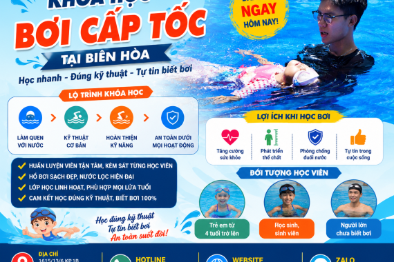 Khóa Học Bơi Cấp Tốc Tại Biên Hòa 